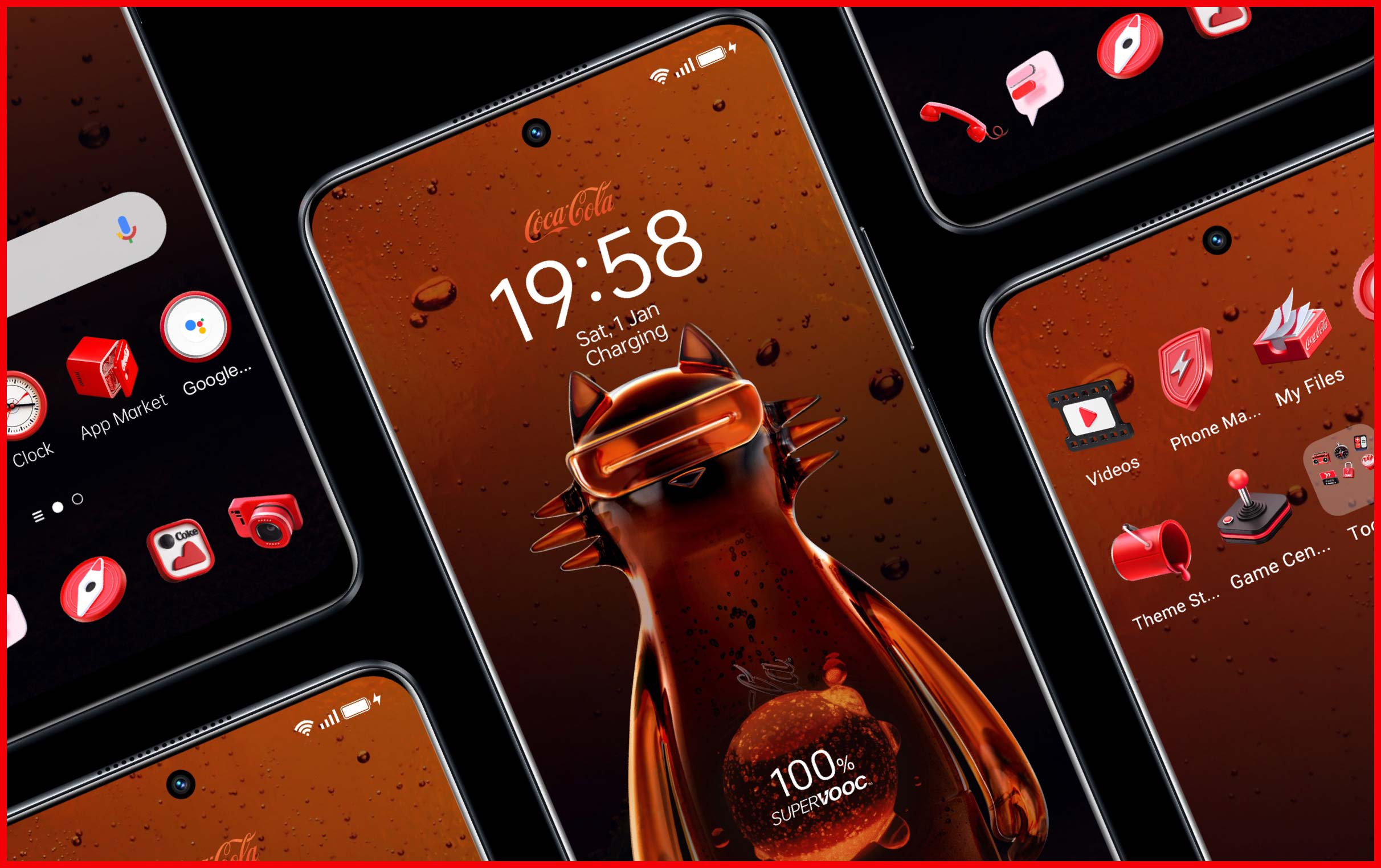Ponsel ini menampilkan wallpaper unik bertemakan coke